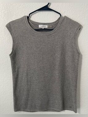 Calvin Klein Gray Ribbed Crewneck Tank